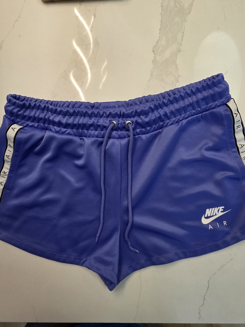 Nike Women's Blue Athletic Shorts with White Logo